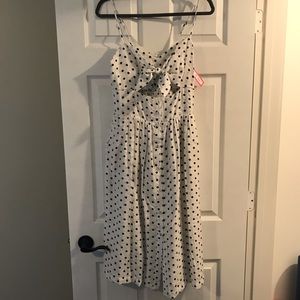 Xhilaration white and black polka dot bow dress